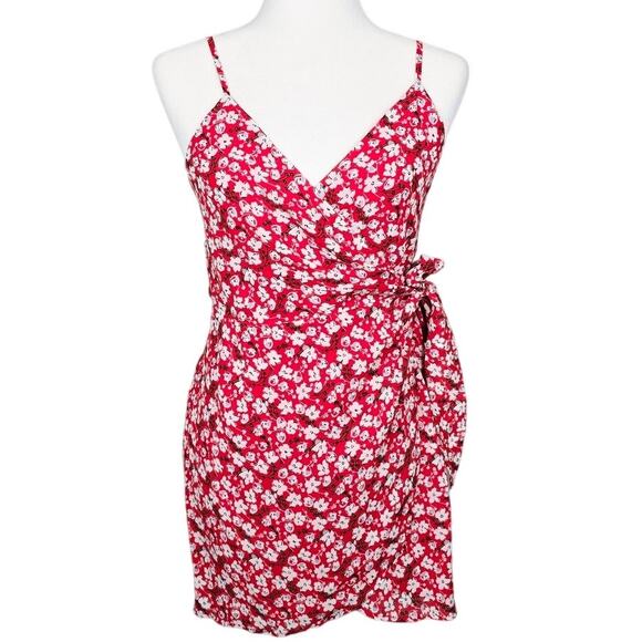 NWT Reformation Troppo Mini Wrap Dress in Nina Red & White Floral Print Size S - Picture 1 of 4